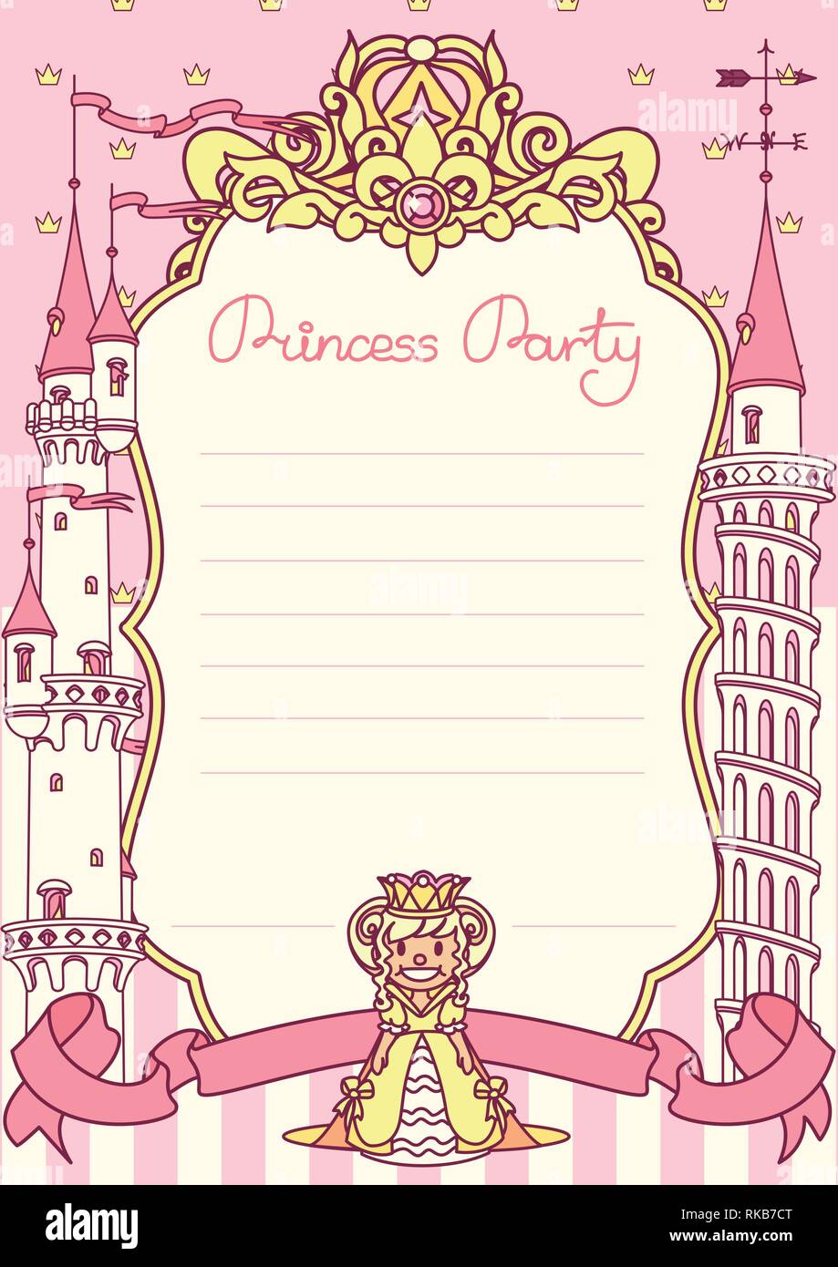 vector Princess party invitation template concept Stock Vector Image
