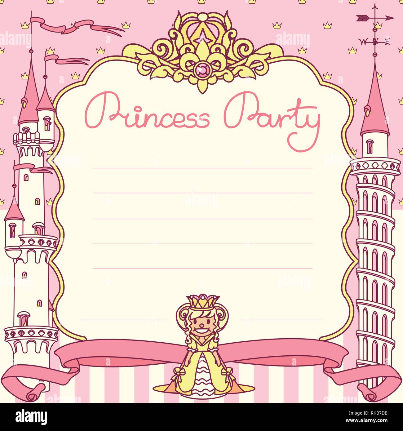 vector Princess party invitation template concept Stock Vector Art ...