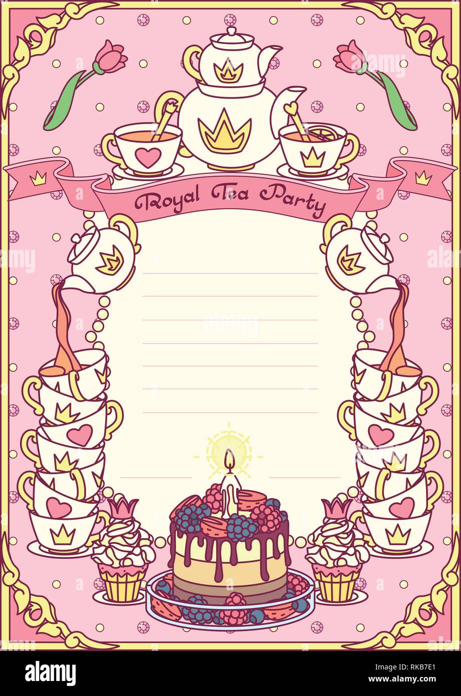 vector Royal tea party invitation template concept Stock Vector vector Royal tea party invitation template concept Stock Vector
