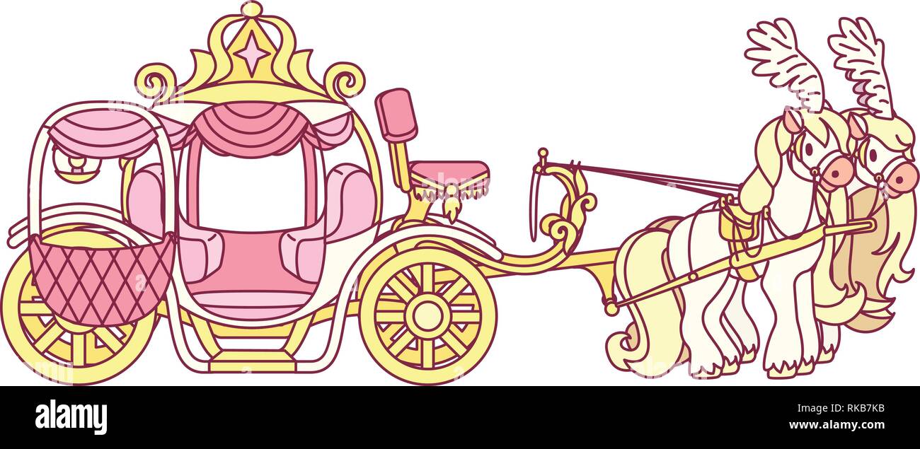 vector flat Cinderella carriage for little queen Stock Vector Image & Art -  Alamy