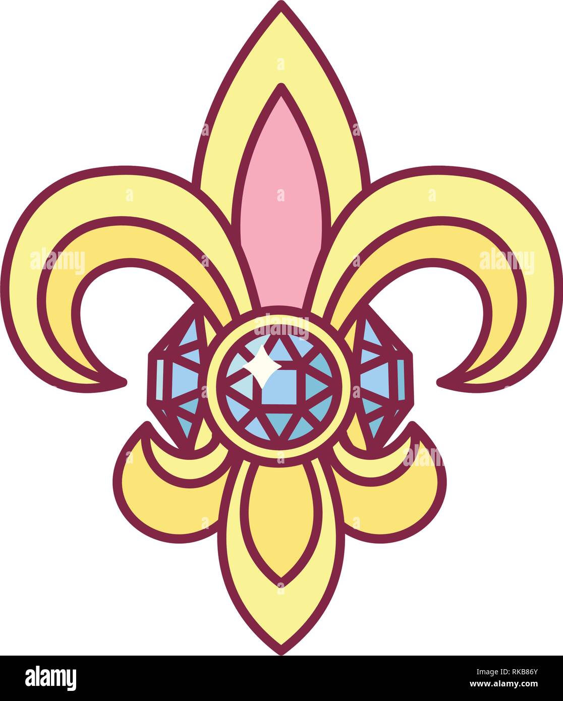vector fleur de lis, lys heraldic with diamond Stock Vector