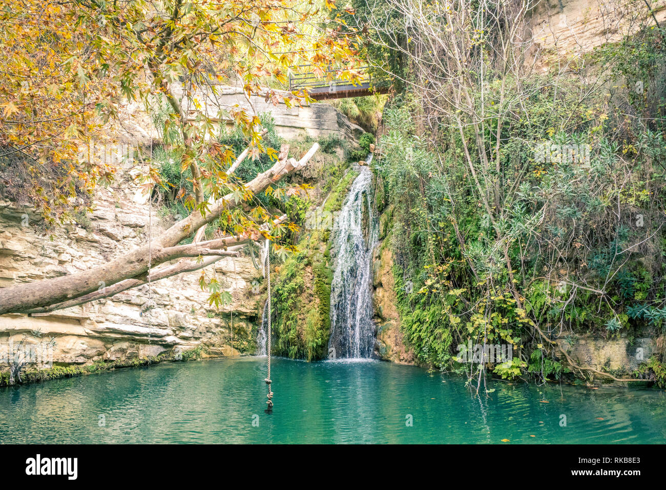 Adonis bath waterfall on Cyprus Stock Photo