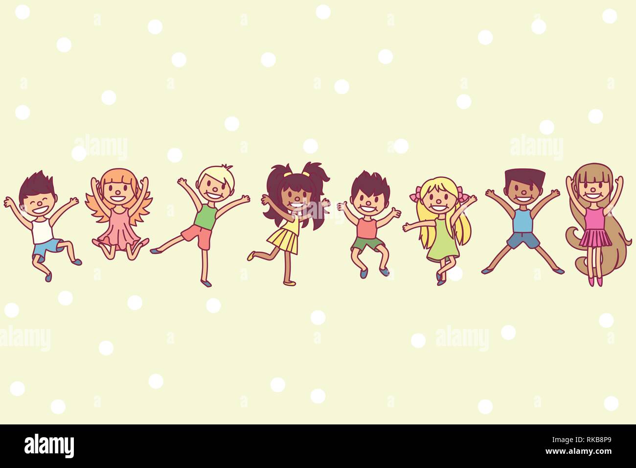 vector playing kids background. Friends having fun Stock Vector Image