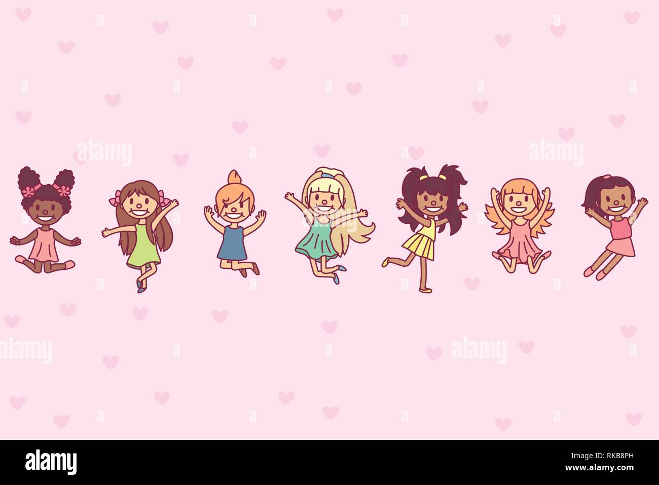 vector playing kids background. Friends having fun Stock Vector Image