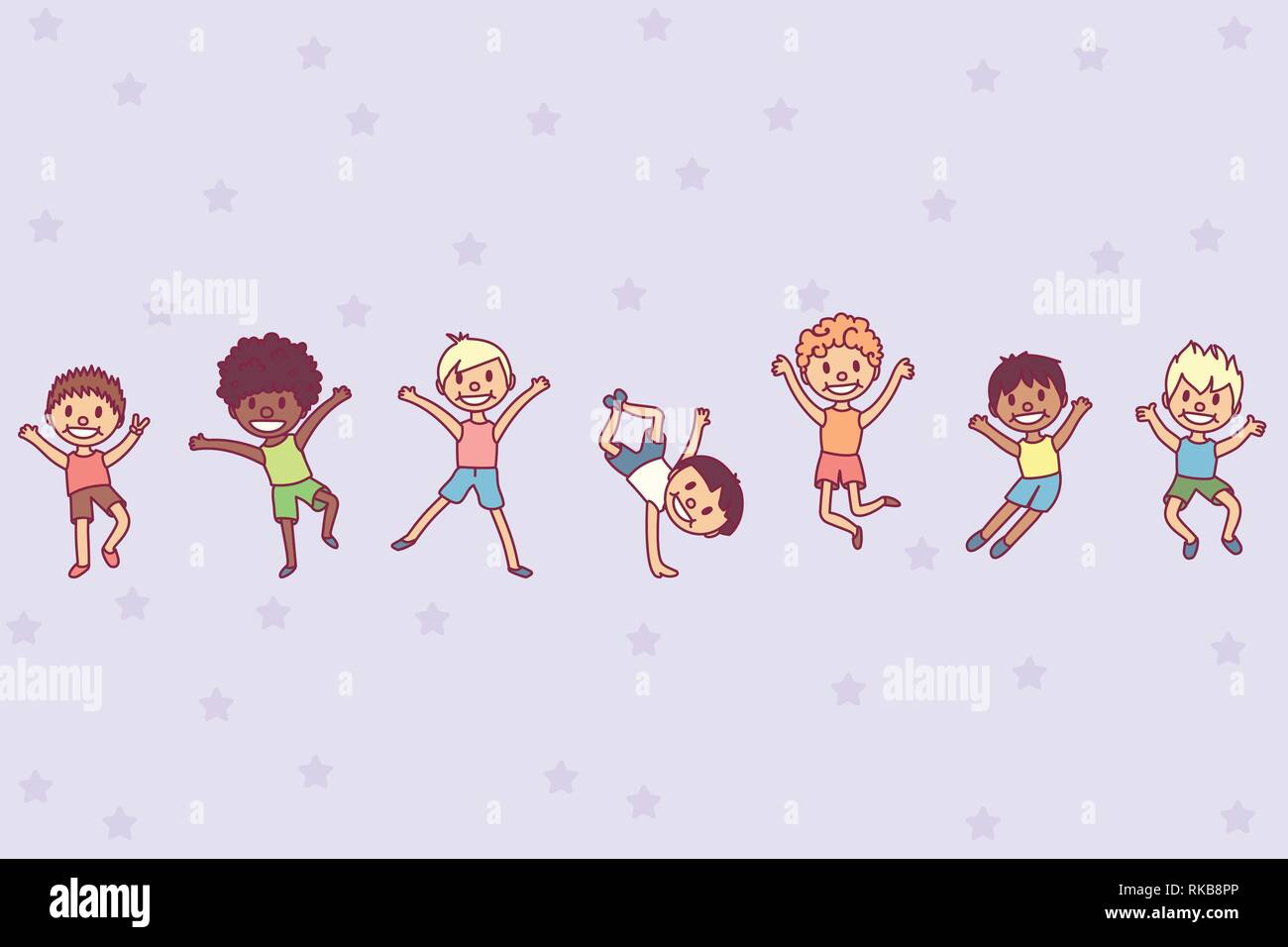 vector playing kids background. Friends having fun Stock Vector Image