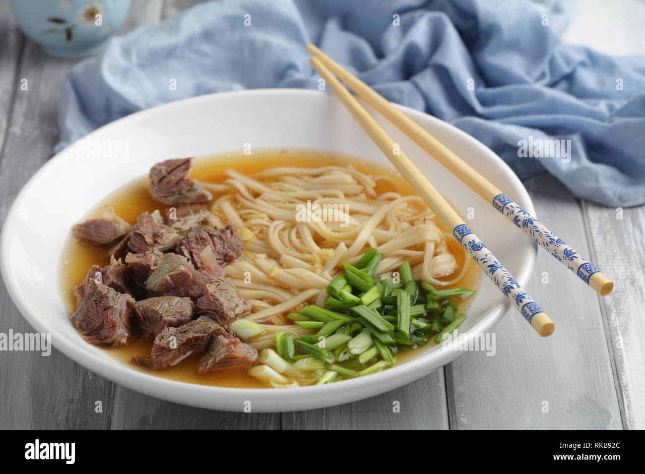 Chinese beef shank noodle soup with green onion Stock Photo Alamy