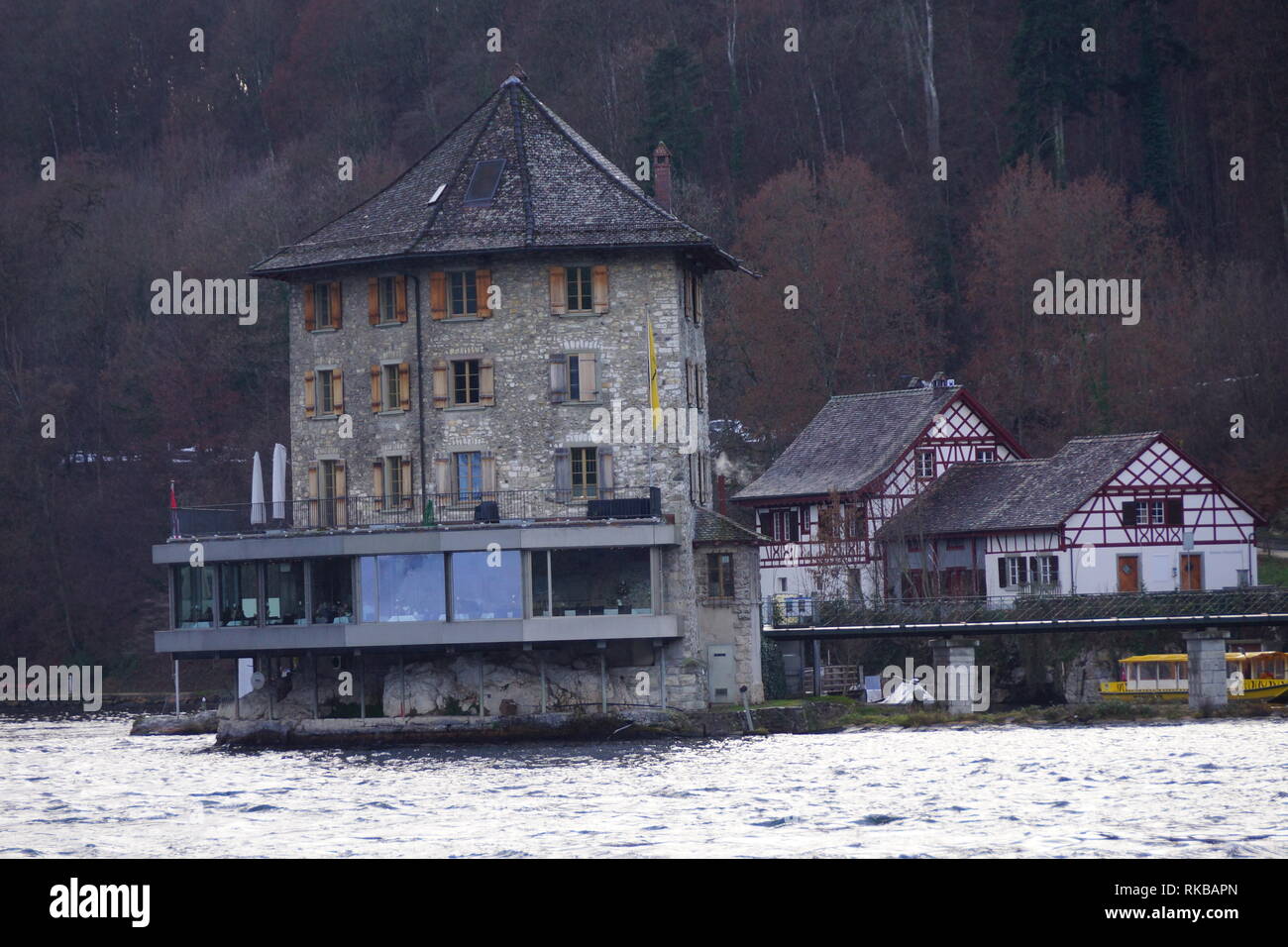 Rheinfall on the Rhine River Stock Photo