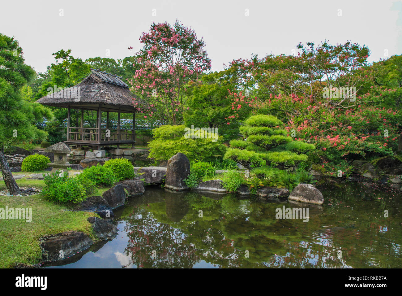 Beautiful japanese garden architecture at Himeji Koko-en garden, Japan Stock Photo