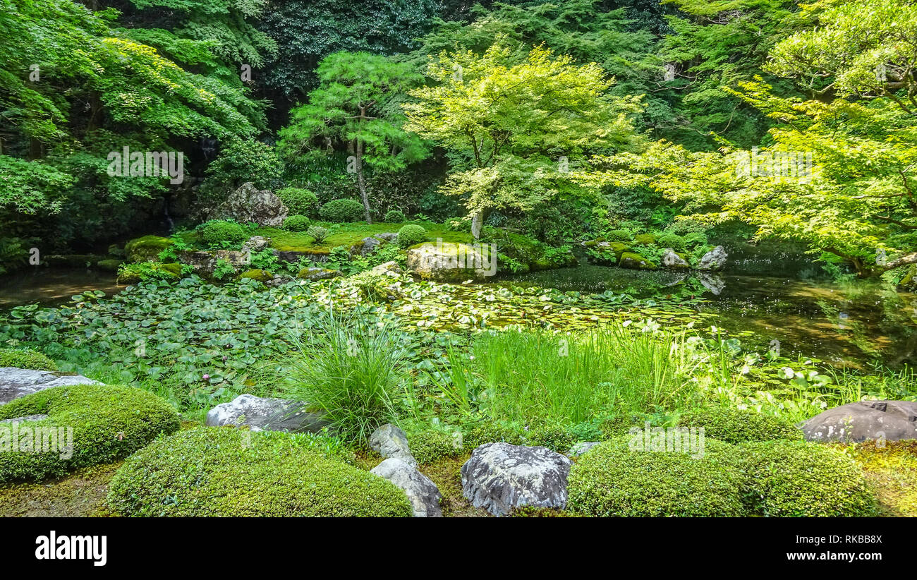 Beautiful japanese garden architecture near Kyoto Stock Photo