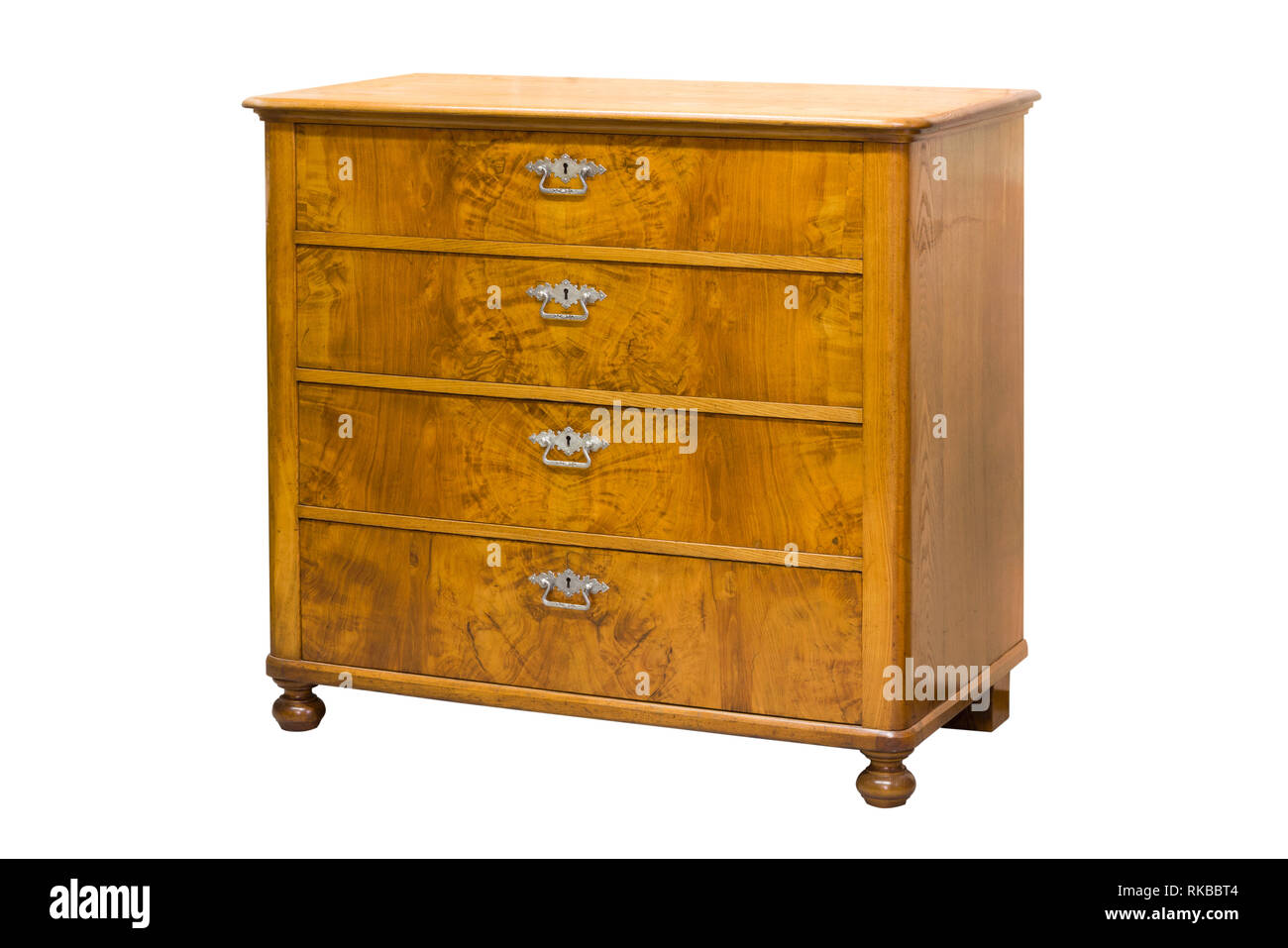 Old vintage antique chest of drawers on a white background Stock Photo