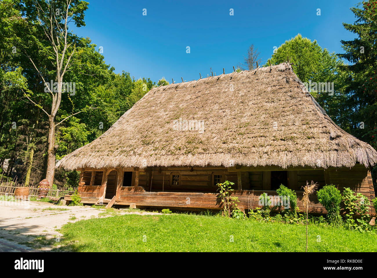 The old village house in the woods Stock Photo