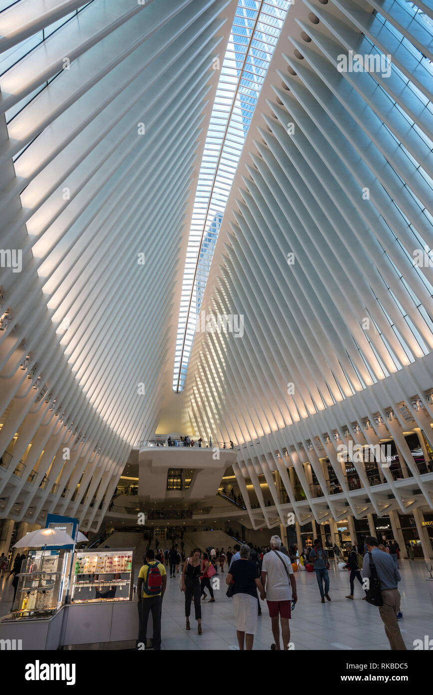 Wtc Path New York City, USA - July 27, 2018: Interior of the World Trade Center ...