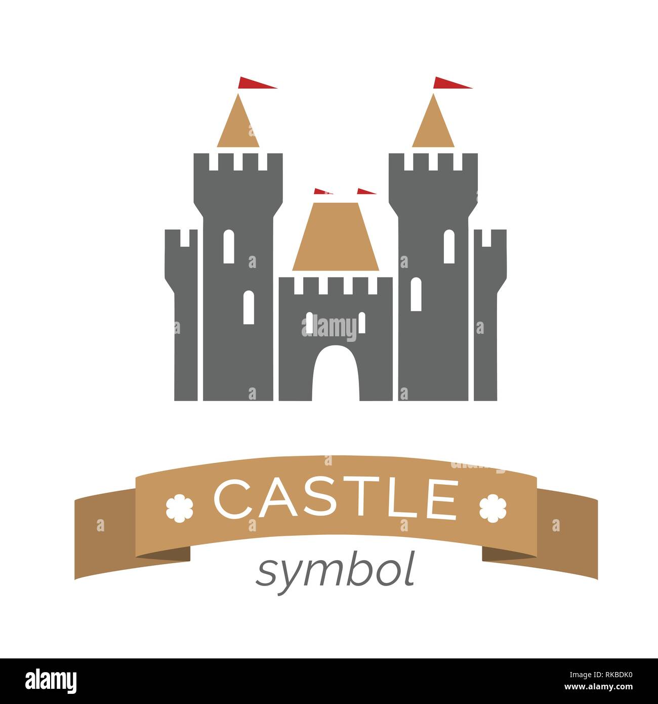 Vector castle symbol. Fortress icon isolated on white Stock Vector