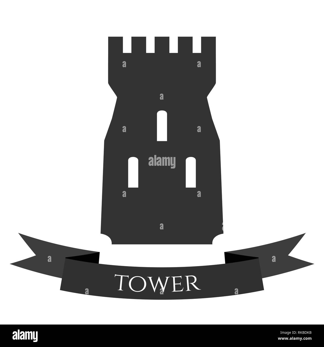 Vector tower symbol. Castle icon isolated on white Stock Vector