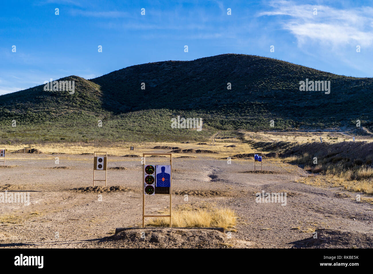 Sierra Vista shooting range in the desert. Stock Photo