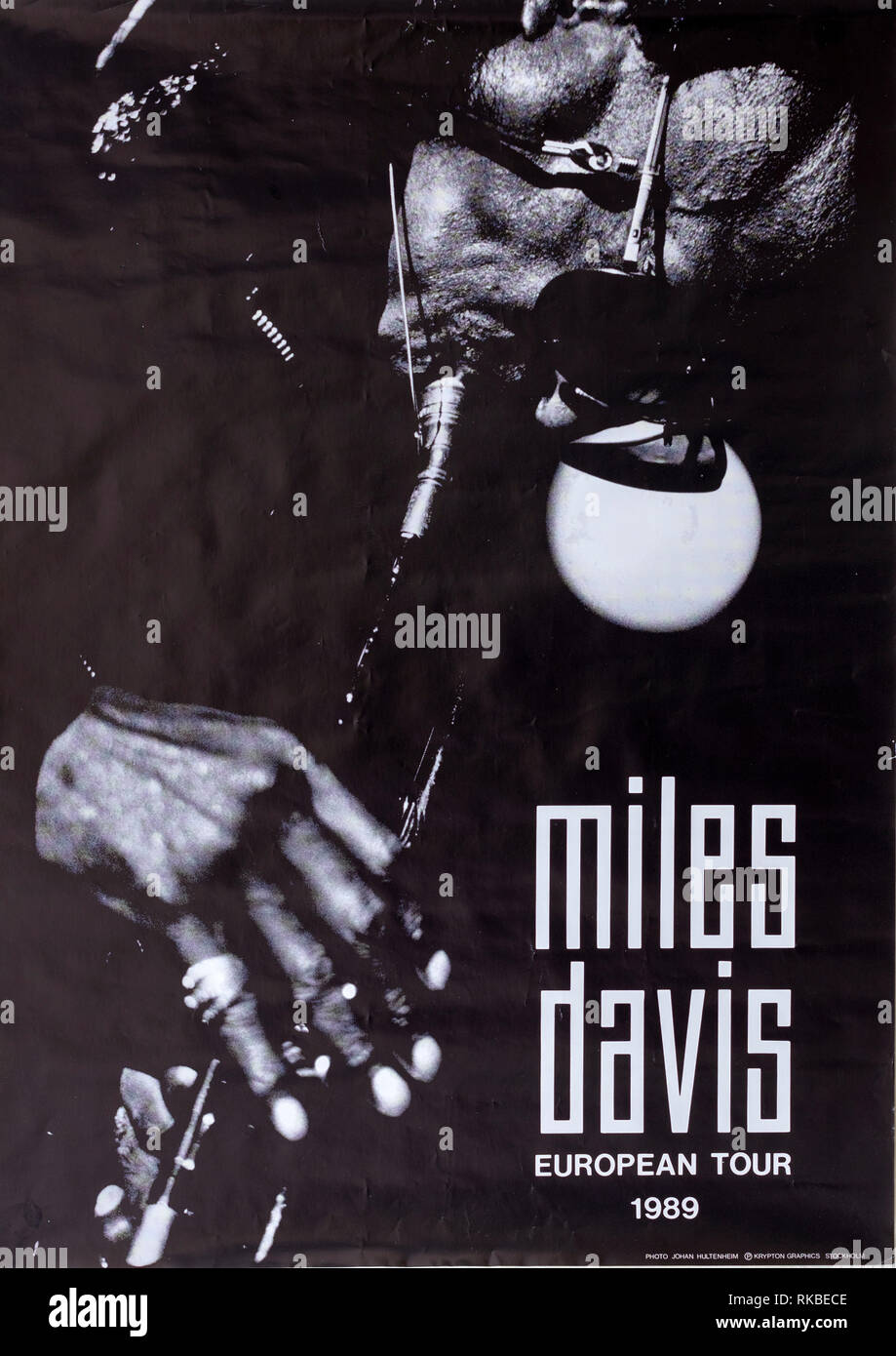 Miles Davis, European tour 1989, Musical concert poster Stock Photo