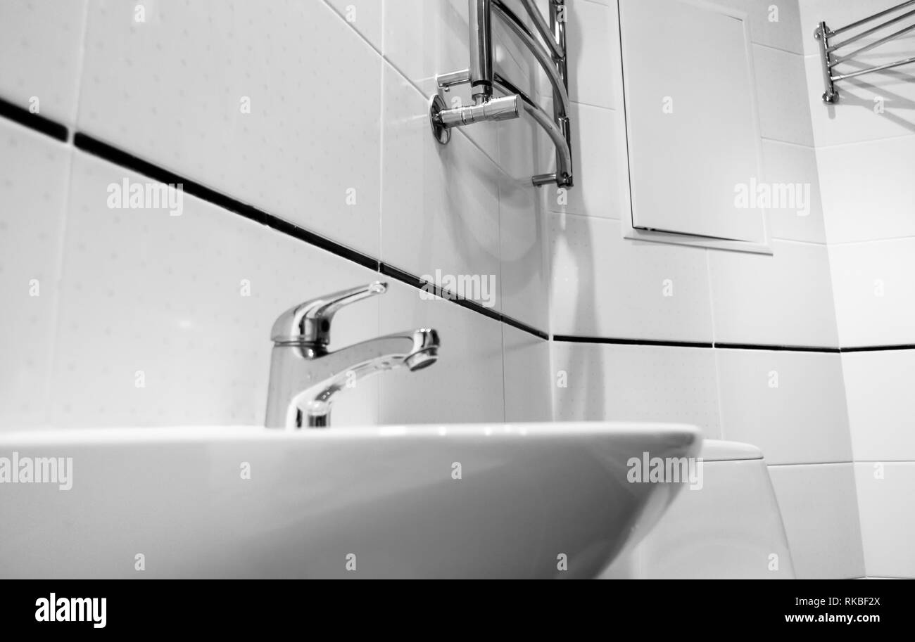 Elements of the bathroom interiormodern design, chrome details, parts