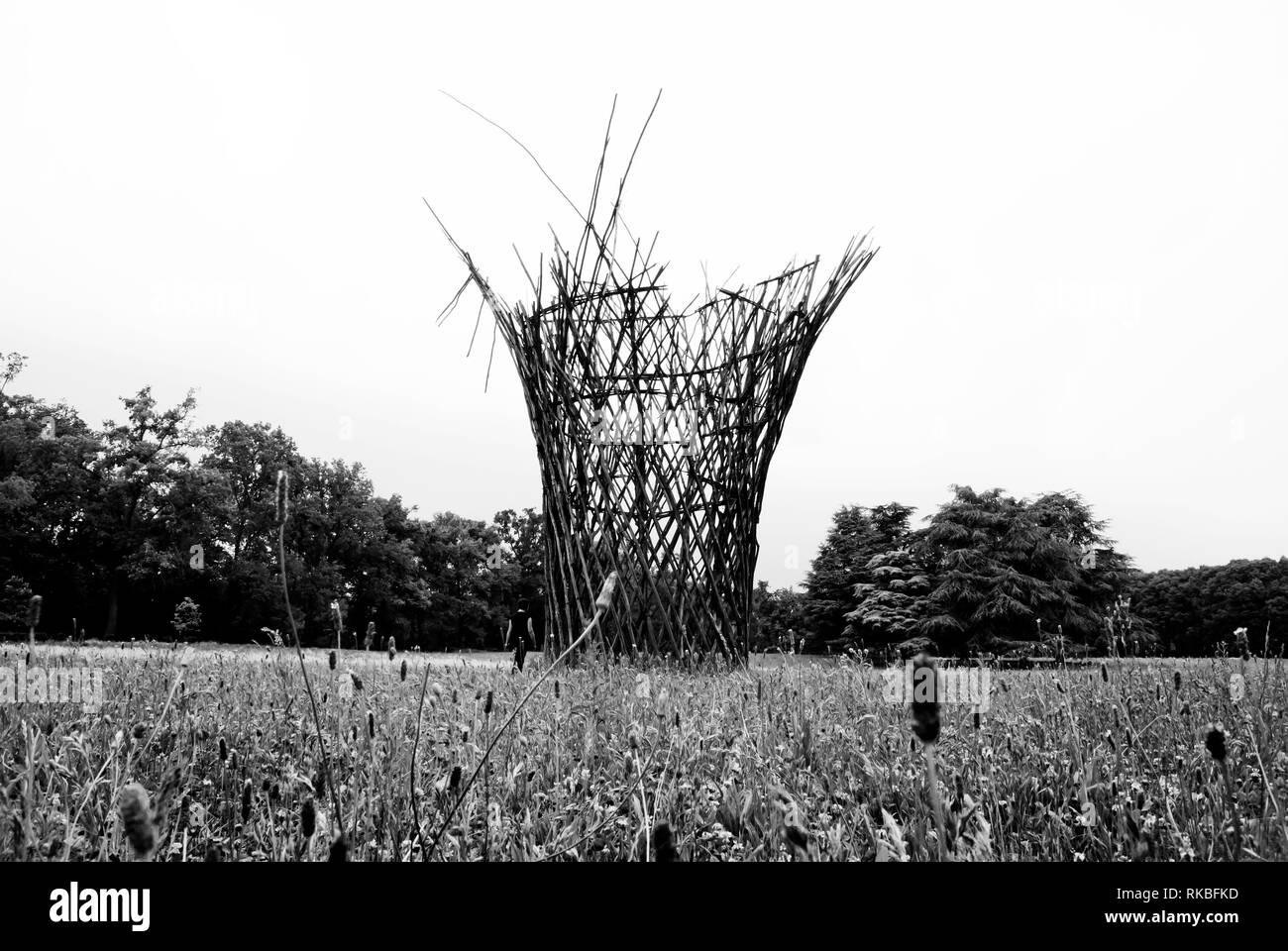 Public Gardens of Monza. Remains of an art installation Stock Photo