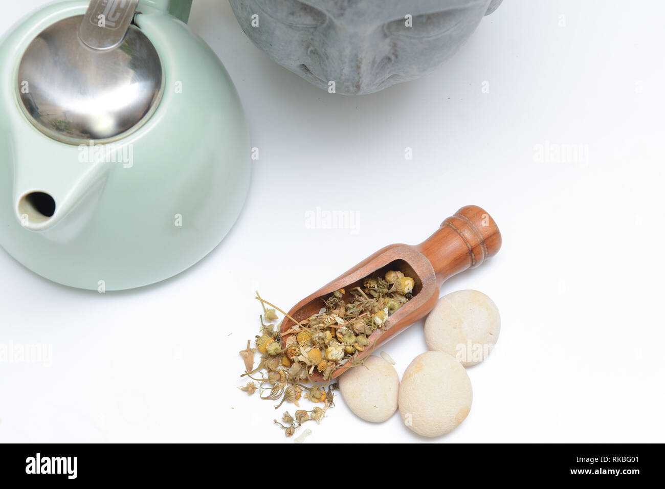 Chamomile flower, raw ingredient used to make chamomile tea and used in herbal remedies and