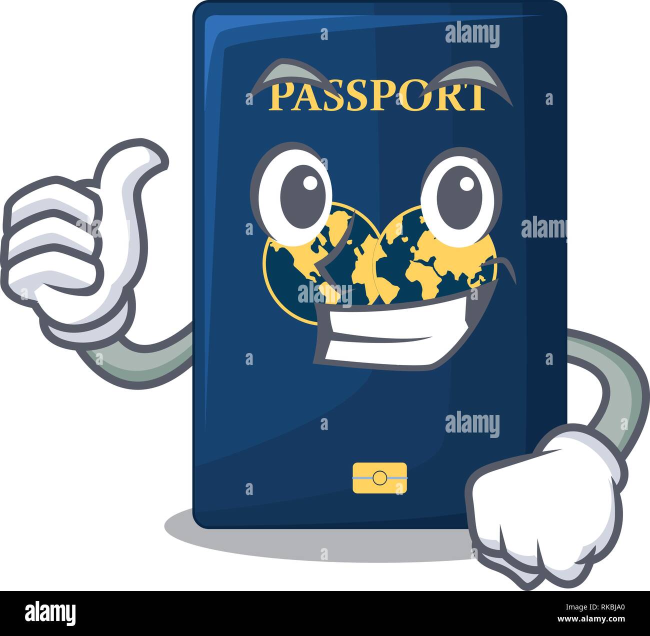 Thumbs Up Blue Passport Above Character Wooden Table Vector Illustration Stock Vector Image 9638