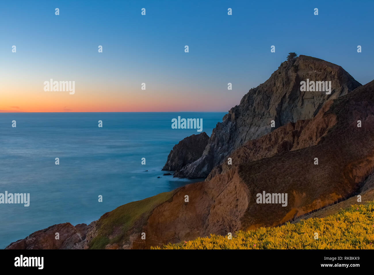 Rugged coastal cliffs by the Devil's Slide trail in California at ...