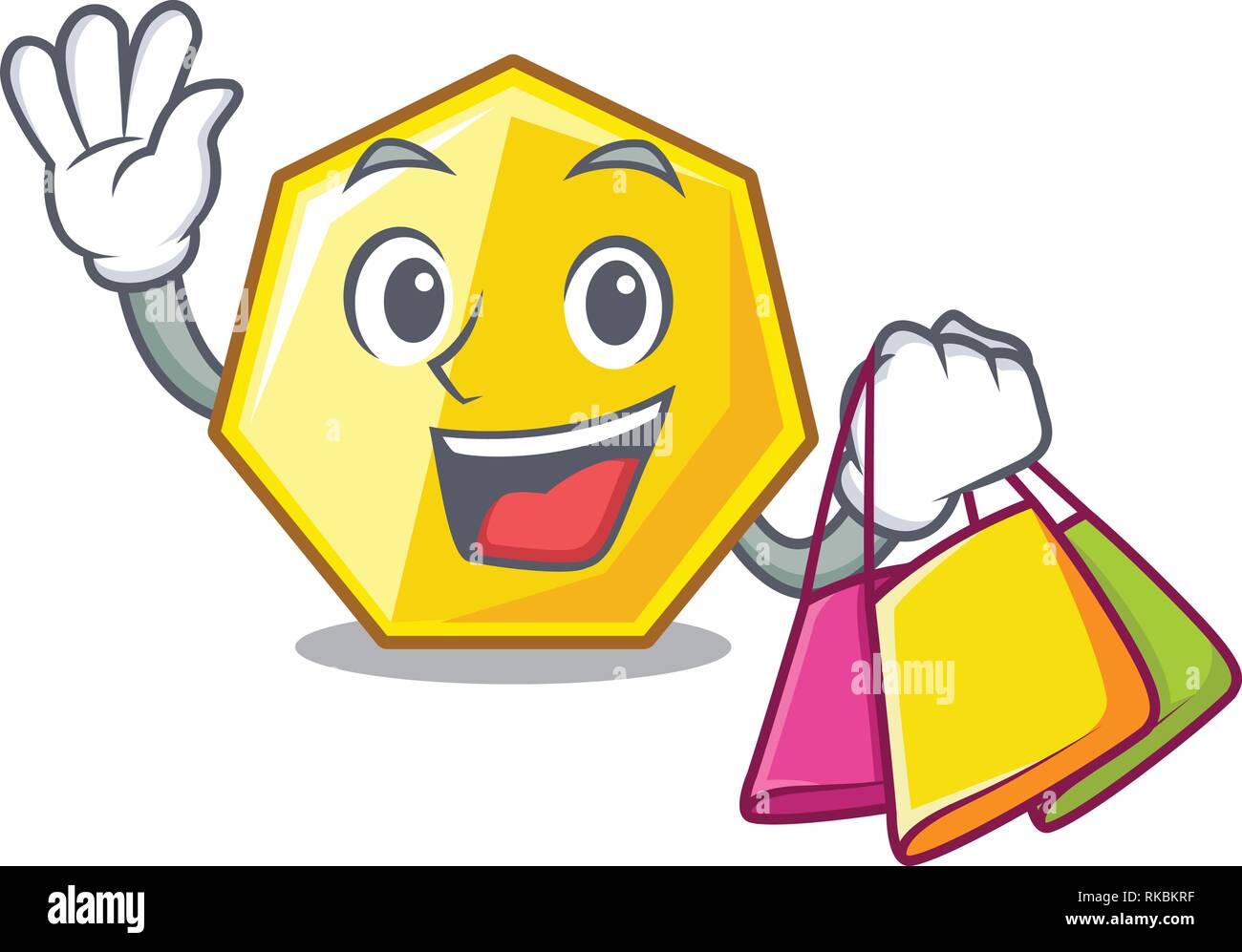Shopping heptagon isolated with in the mascot vector illustration Stock Vector