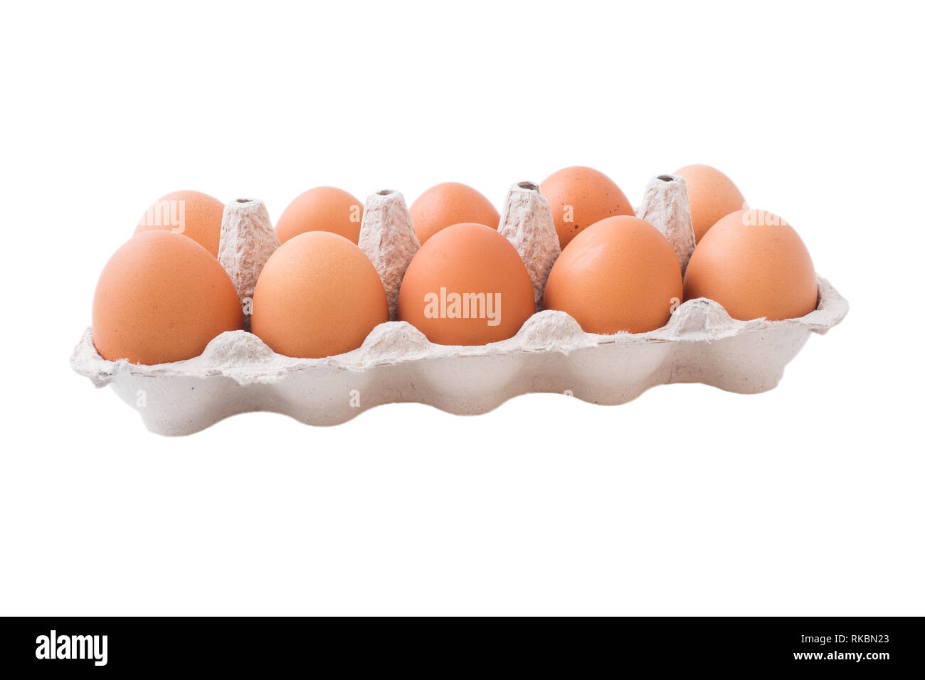 Chicken eggs in carton box isolated on white background Stock Photo - Alamy