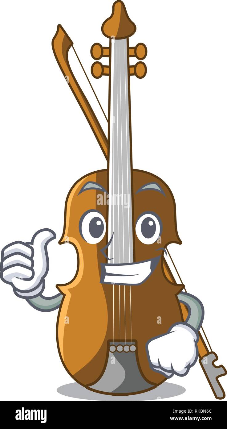 Thumbs up violin in the shape cartoon wood vector illustration Stock Vector