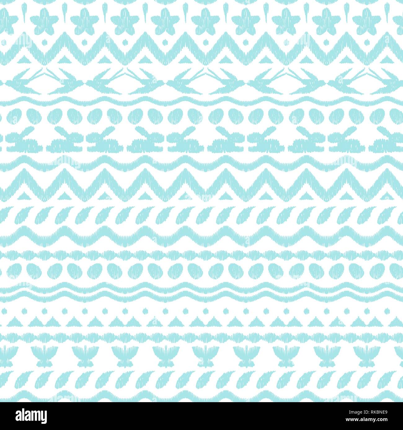 Happy Easter ikat seamless pattern. Stock Vector