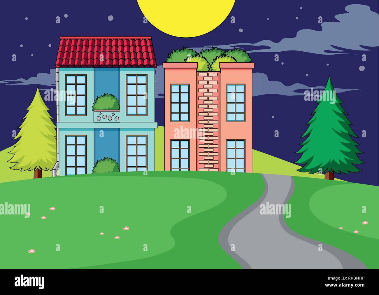 A simple rural home village illustration Stock Vector Image & Art - Alamy