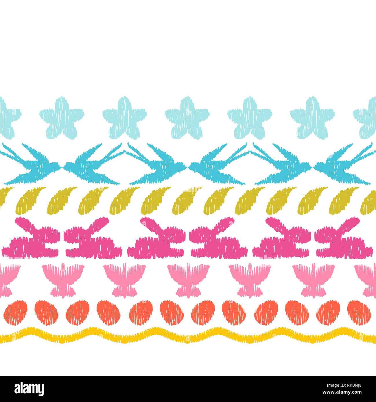 Happy Easter ikat seamless pattern. Stock Vector