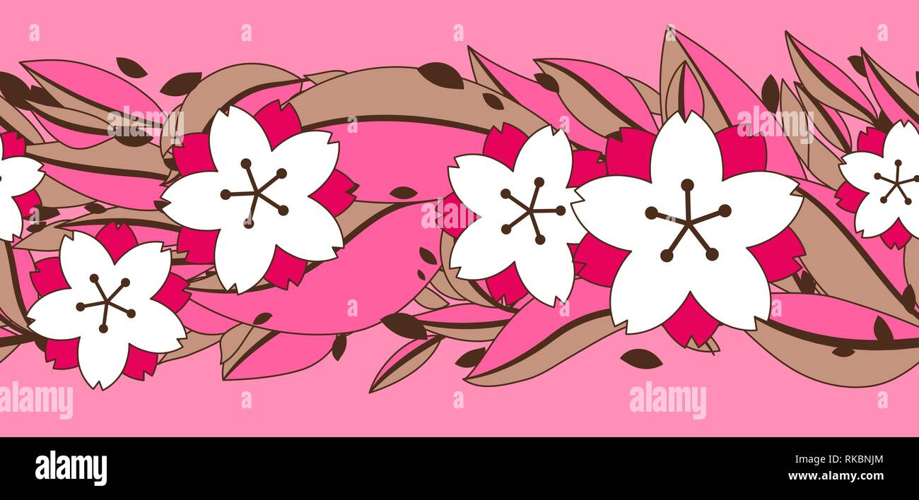 Seamless pattern with sakura or cherry blossom Stock Vector Image & Art ...