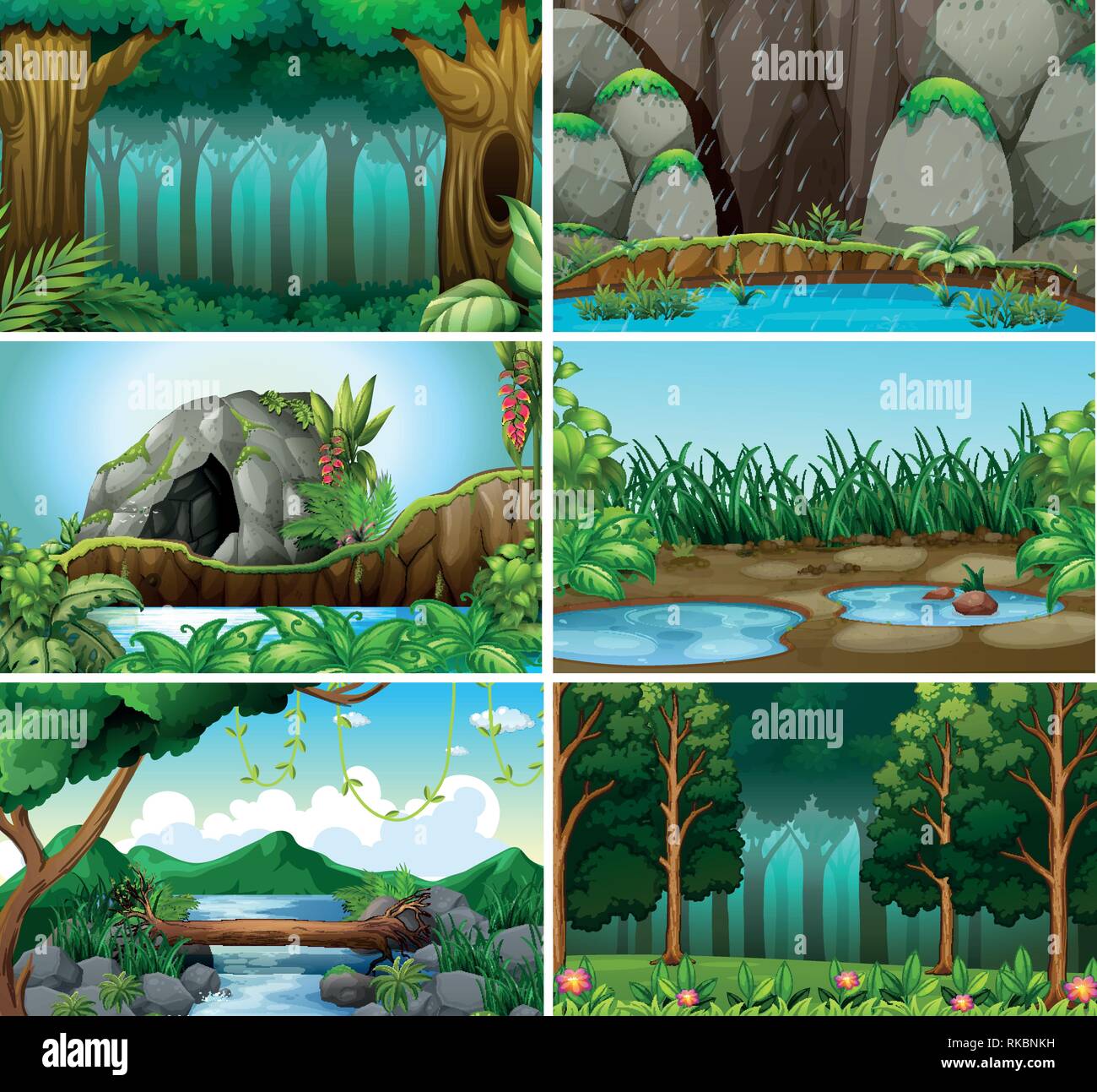 Set of forest background illustration Stock Vector Image & Art - Alamy