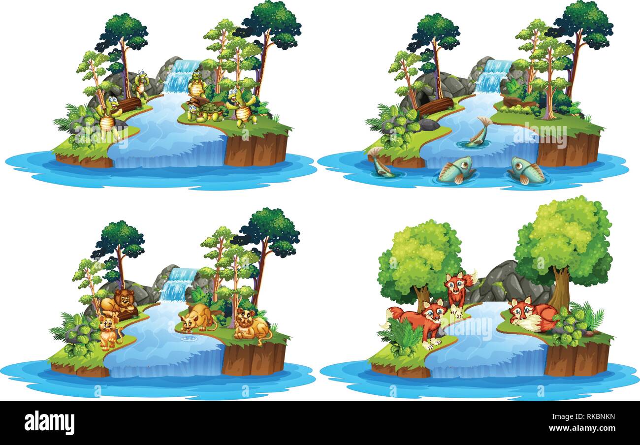Set of wild animal in nature illustration Stock Vector Image & Art - Alamy