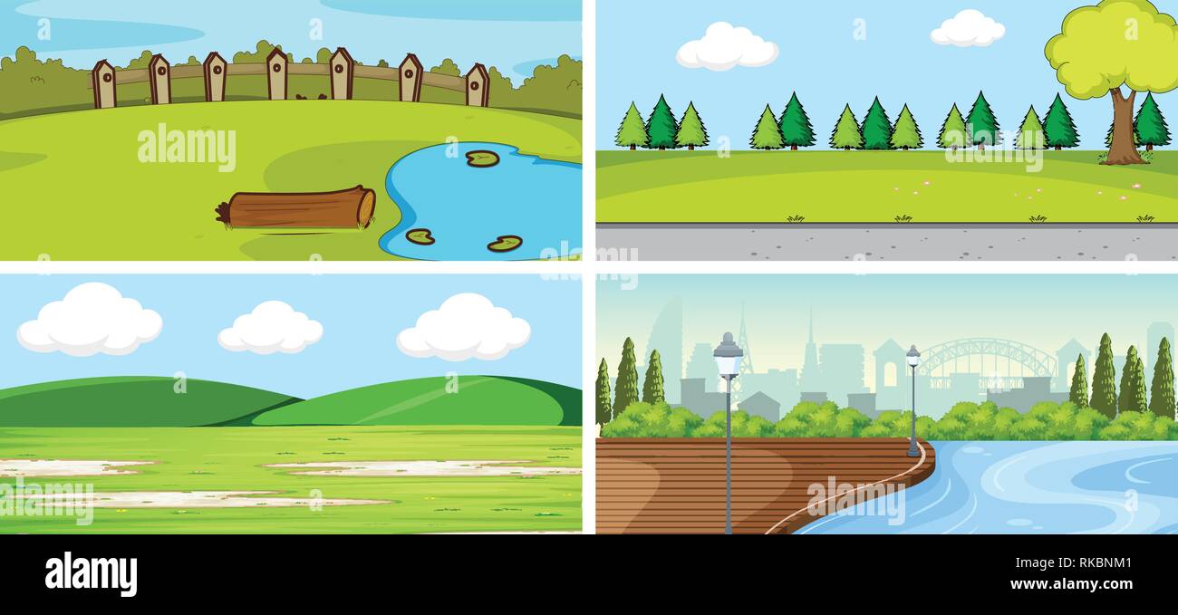 Set of nature landscape illustration Stock Vector Image & Art - Alamy