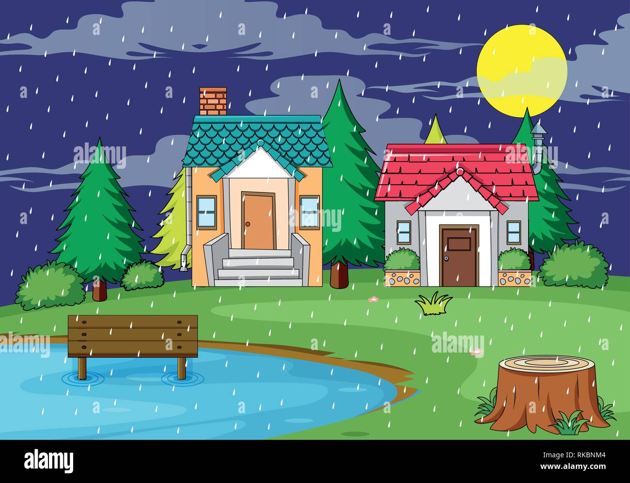 Rural house nature scene illustration Stock Vector Image & Art - Alamy