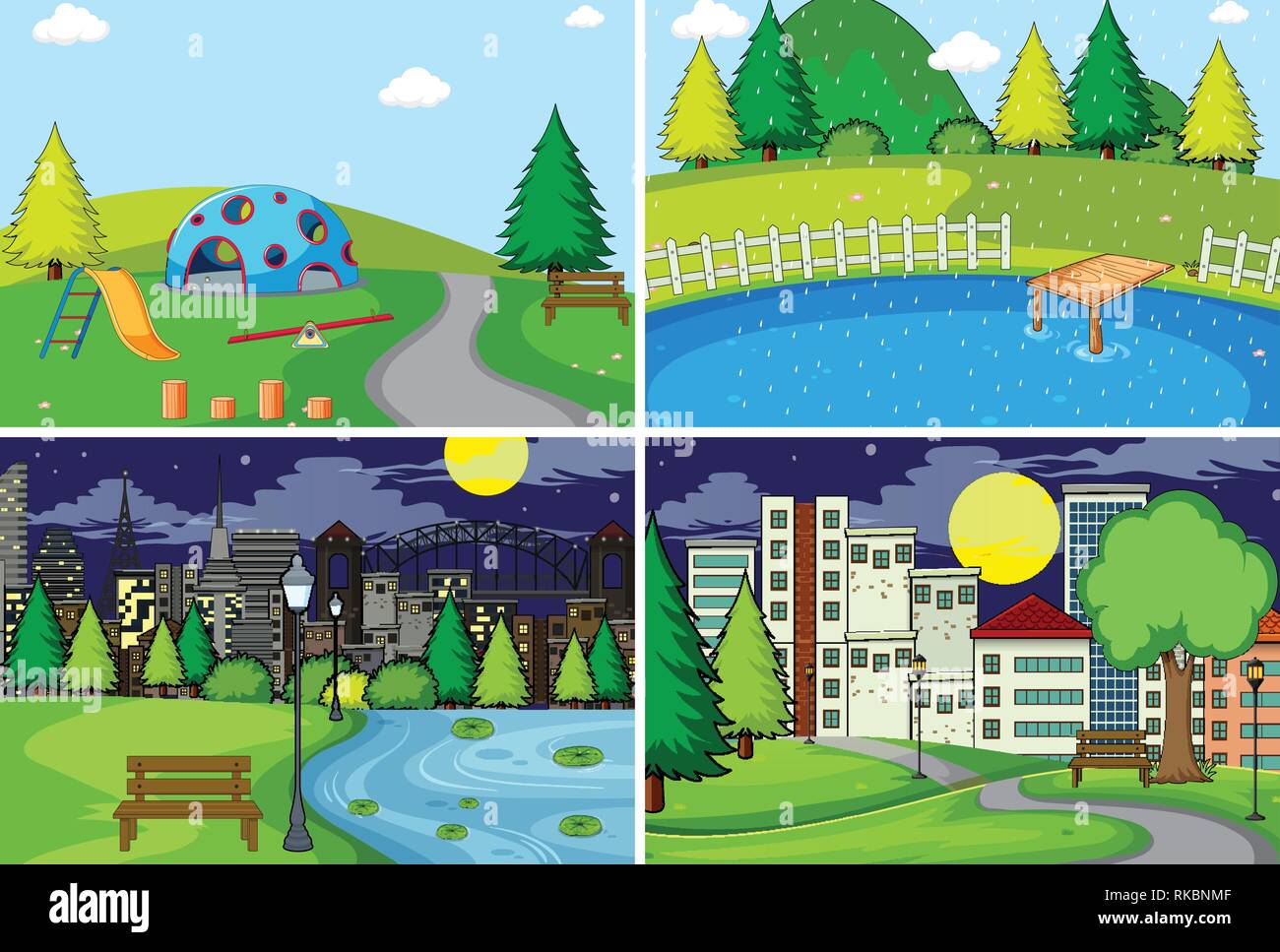 Set of nature landscape illustration Stock Vector Image & Art - Alamy