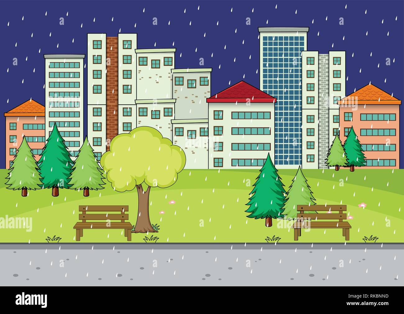 Raining in the park illustration Stock Vector Image & Art - Alamy