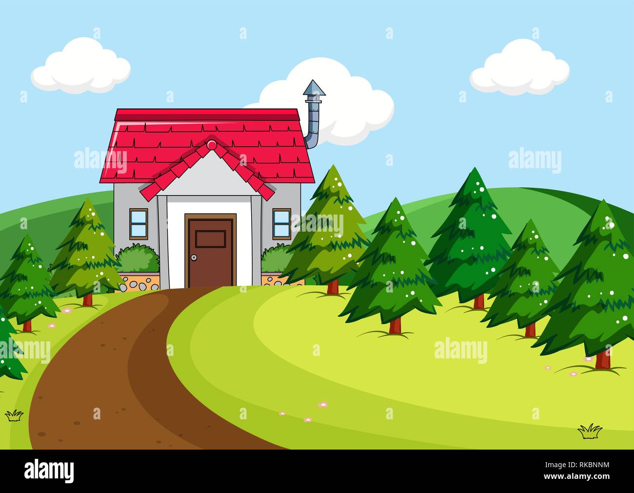 Simple house in rural scene illustration Stock Vector Image & Art - Alamy