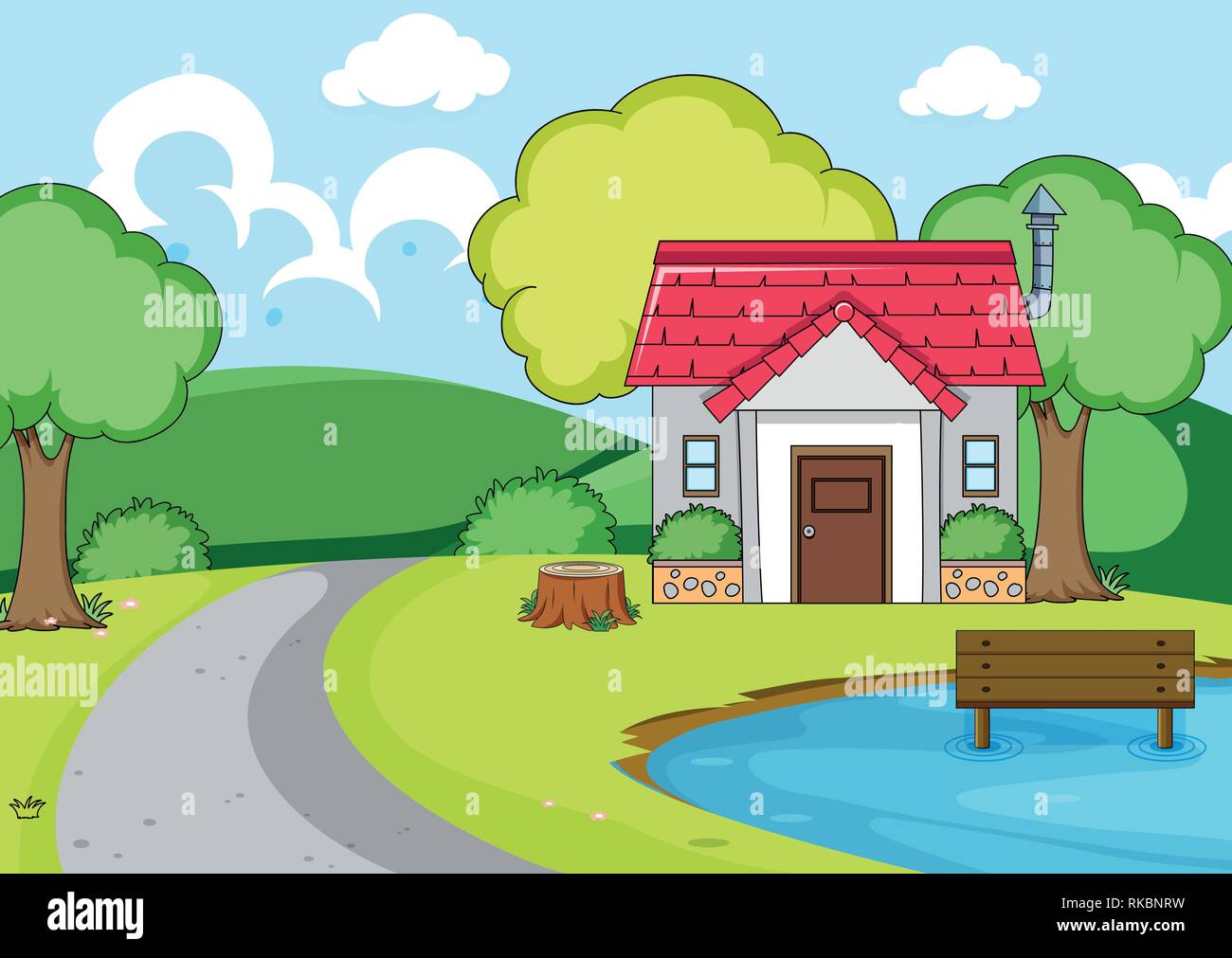 A rural house in nature illustration Stock Vector Image & Art - Alamy