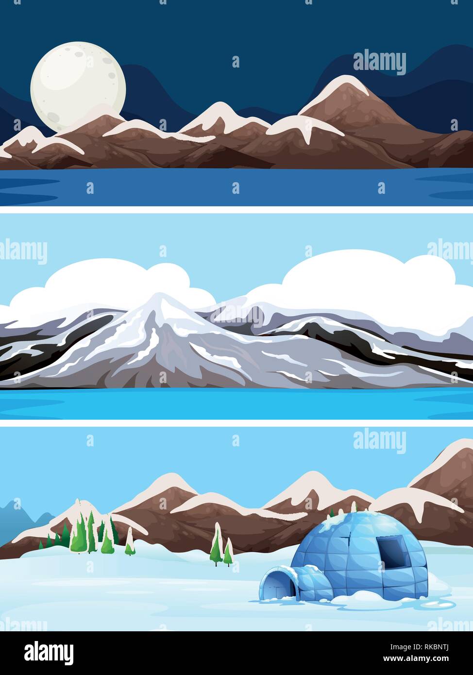 Set of winter landscape illustration Stock Vector Image & Art - Alamy