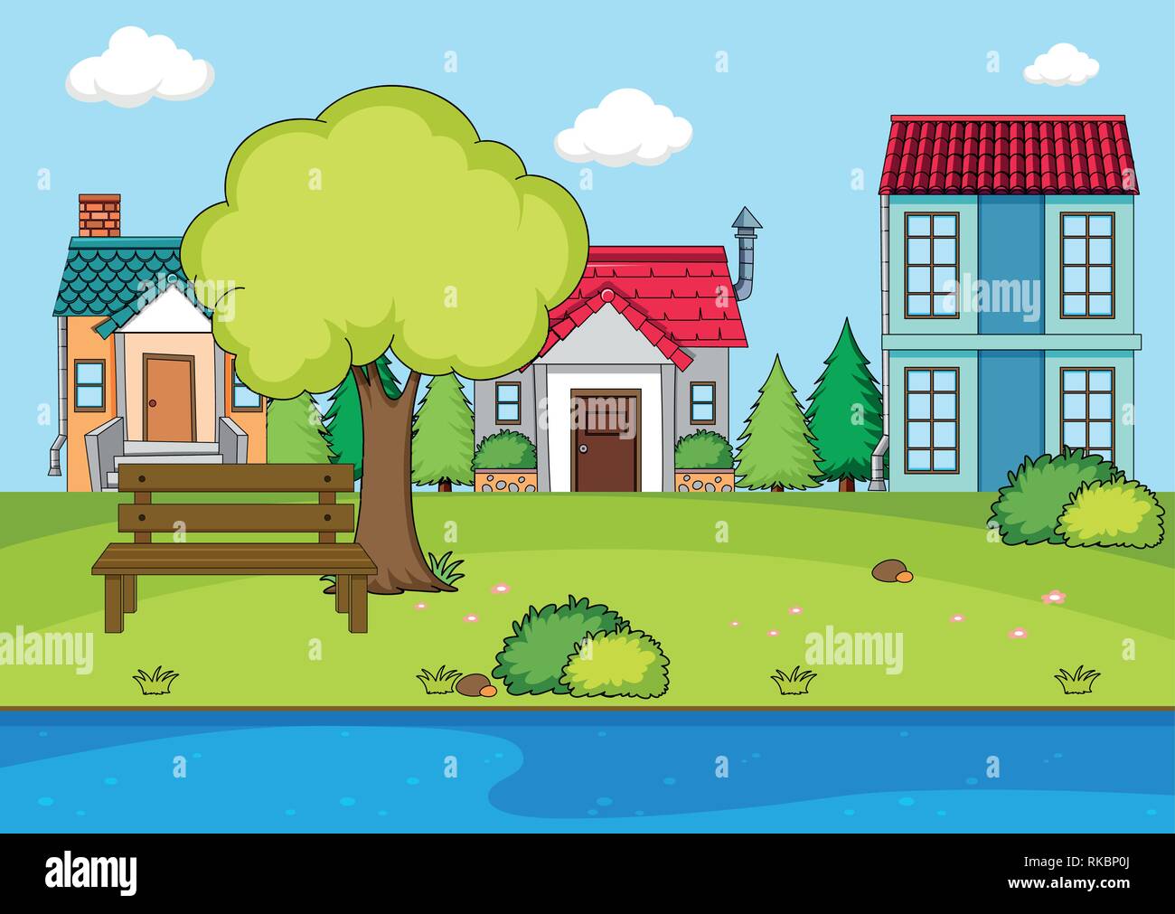 A simple rural village illustration Stock Vector Image & Art - Alamy