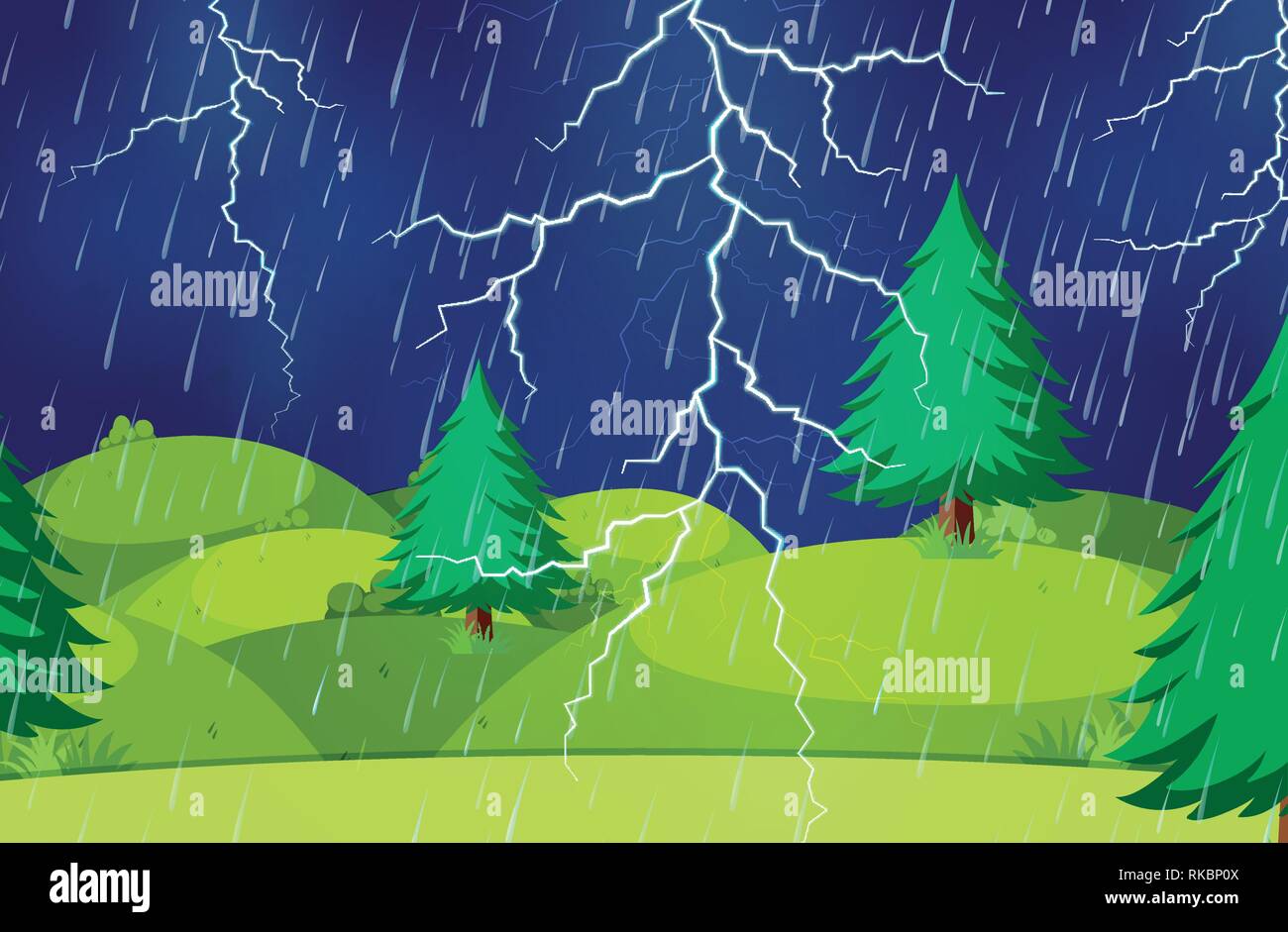 A thunderstorm nature scene illustration Stock Vector Image & Art - Alamy
