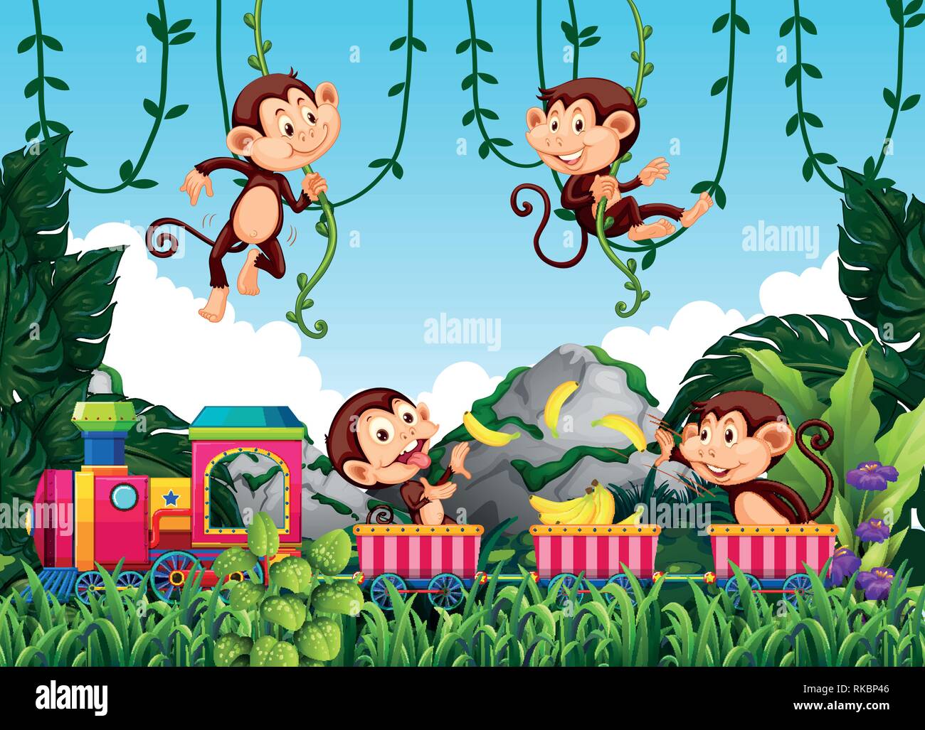 Monkey in the summer Stock Vector Images - Alamy