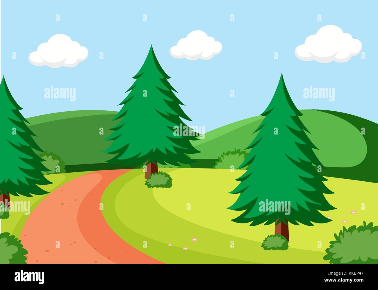 A flat nature landscape illustration Stock Vector Image & Art - Alamy