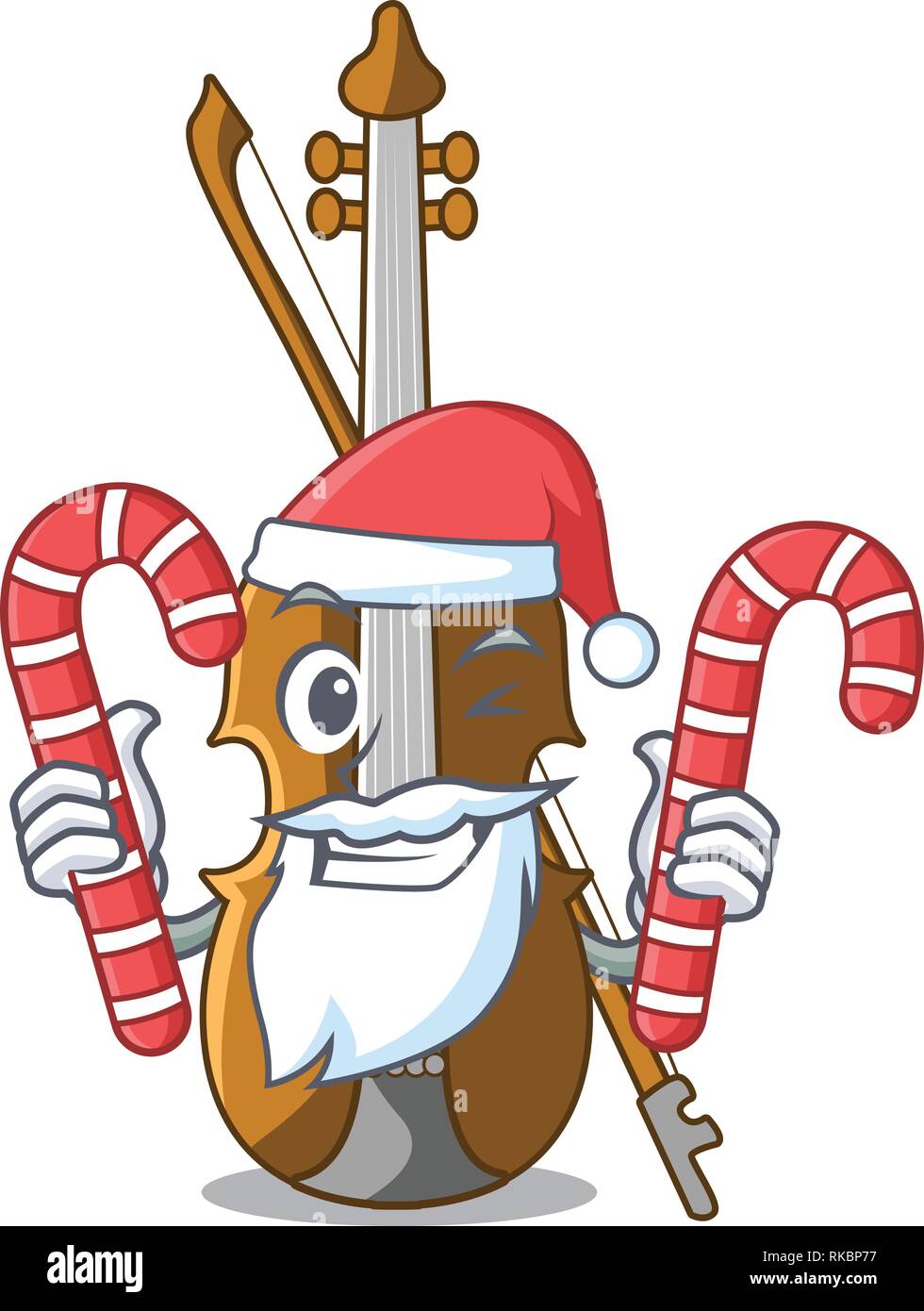 Santa with candy violin isolated with in the mascot vector illustration Stock Vector