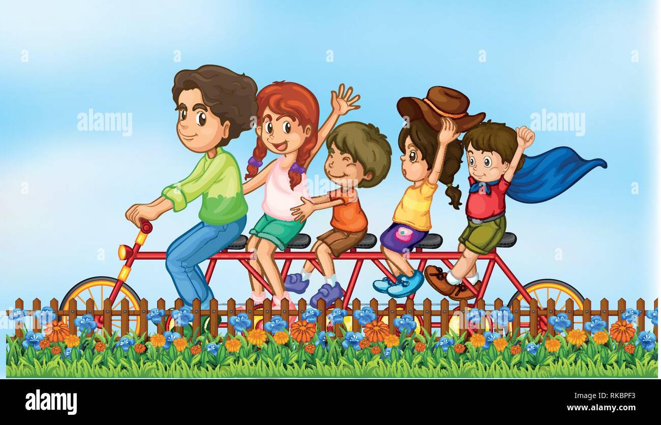 Children riding bike on Stock Vector Images - Alamy