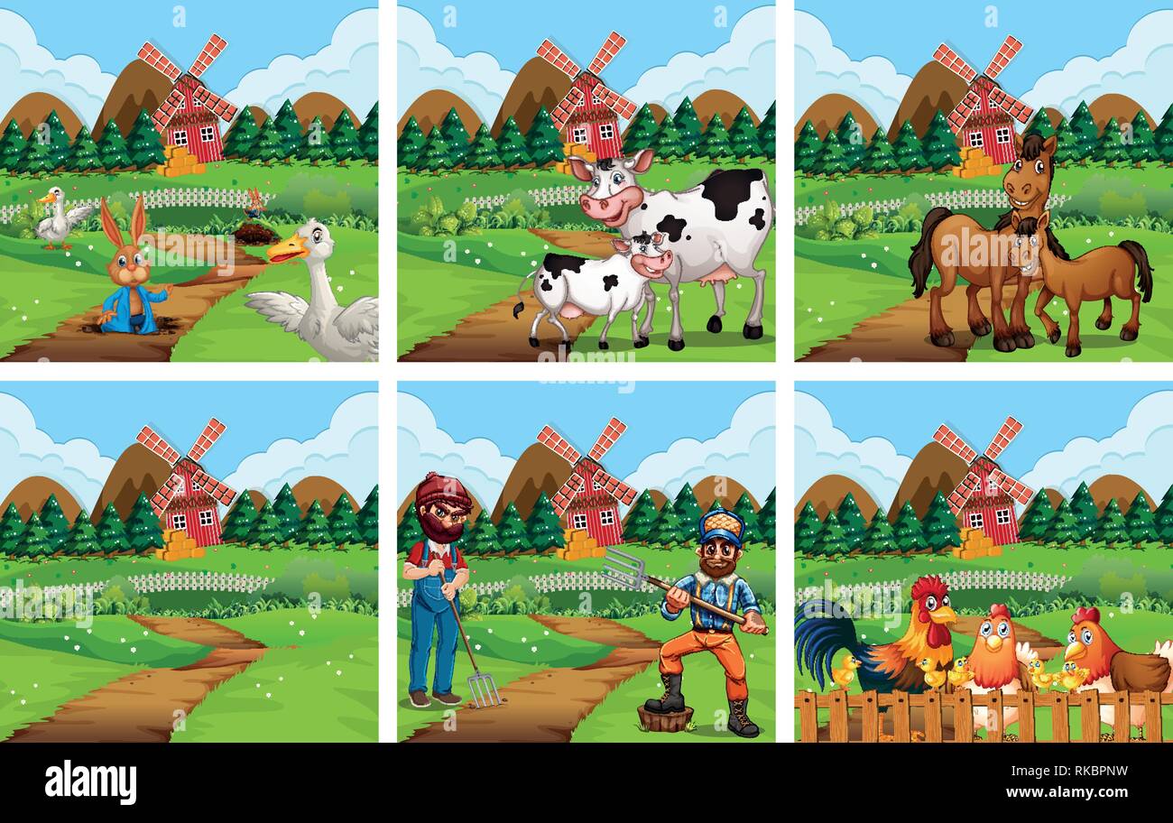 Set of farmland scene illustration Stock Vector Image & Art - Alamy