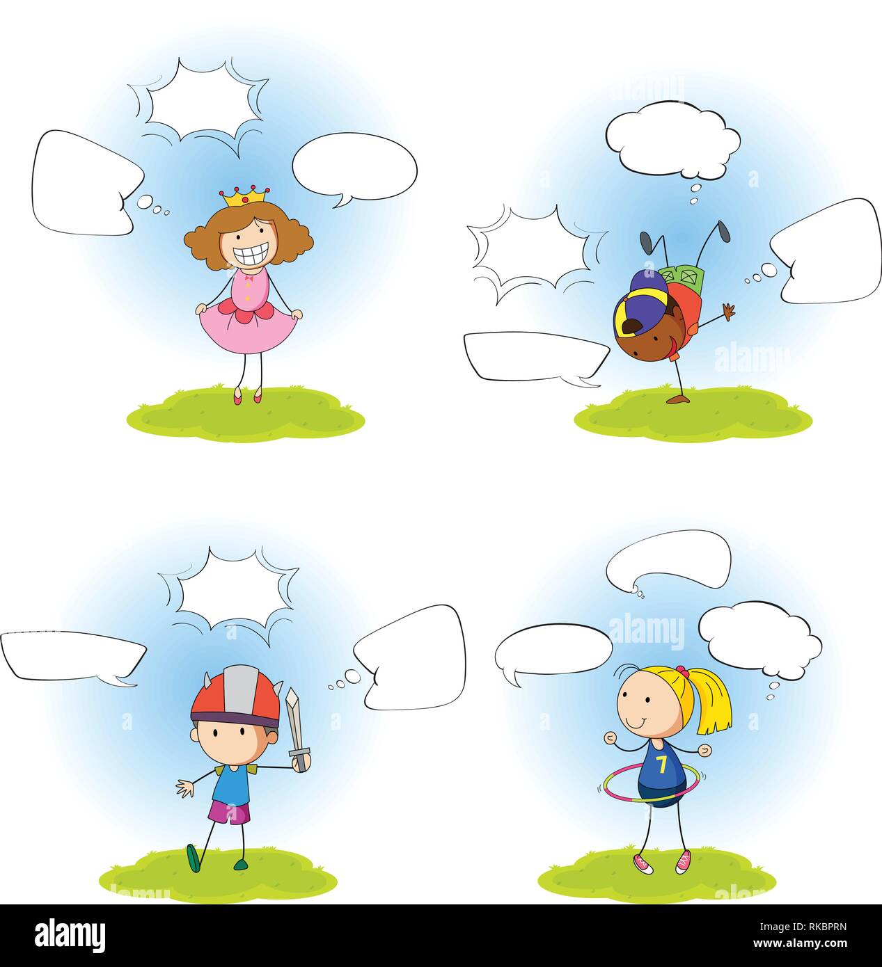 Set of girl with speech bubble illustration Stock Vector Image & Art ...