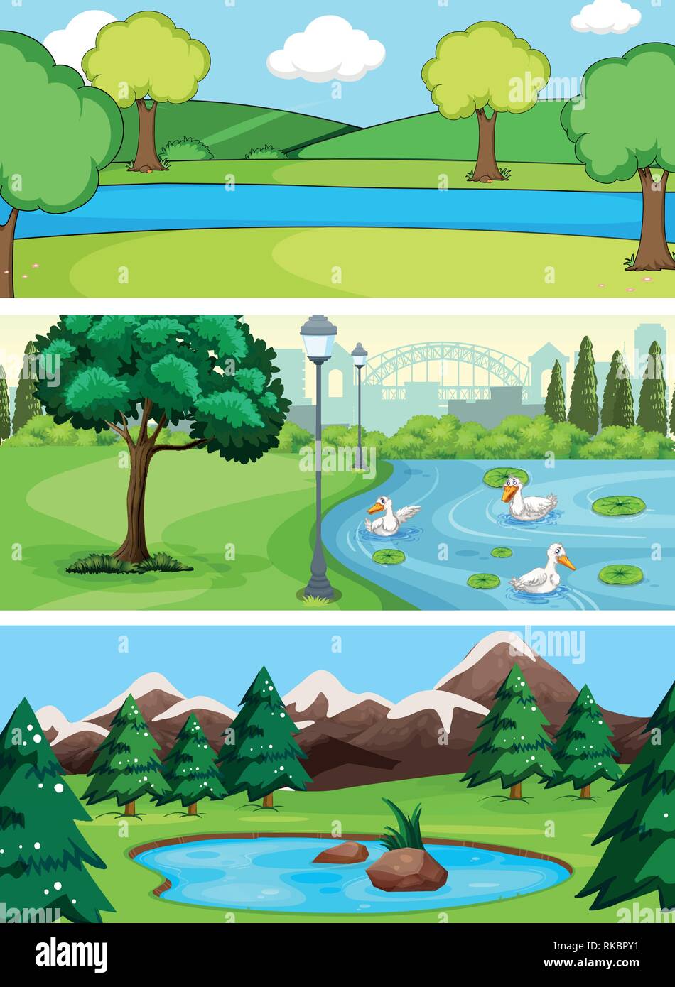 Set of water landscape illustration Stock Vector Image & Art - Alamy